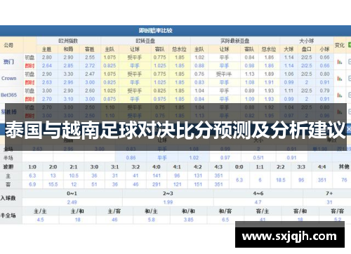 泰国与越南足球对决比分预测及分析建议